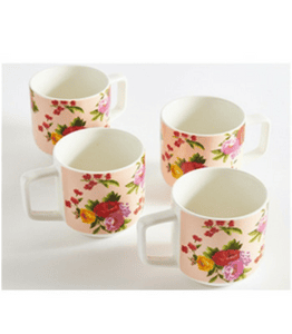 Bright Vintage Bouquet Mugs Set of 4