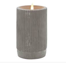 Que Led Grey Cement Pillar Candle