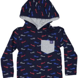 Aeroplanes Printed Hooded Pocket Tee